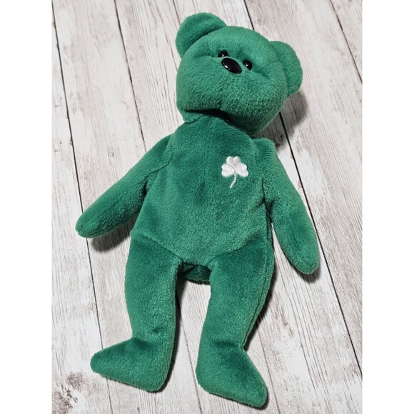 Ty Beanie Babies Lot of 4 Kicks Shamrocks Clover Erin Green Stuffed Animal Toys - Picture 9 of 12